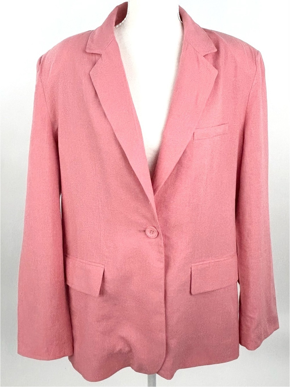 Steve Madden Linen Blend Coral Blazer Jacket M Quiet Luxury Office Chic